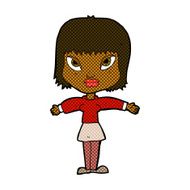 comic cartoon woman with outstretched arms