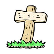 comic cartoon wooden cross grave N5