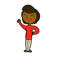 comic cartoon friendly waving woman N2
