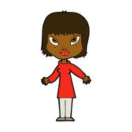 comic cartoon woman with open arms N12