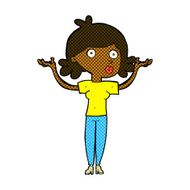 comic cartoon woman throwing arms in air N2