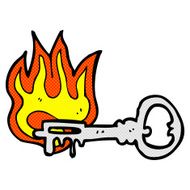 comic cartoon flaming key