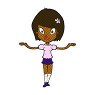 comic cartoon woman making balancing gesture N2