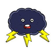 comic cartoon cloud and lightning bolt symbol N2