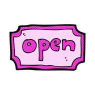 comic cartoon open sign N2