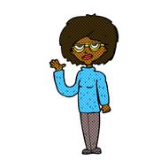 comic cartoon woman waving N38