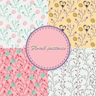 Set of 4 cute seamless patterns with doodle flowers