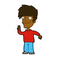 comic cartoon man giving peace sign N7