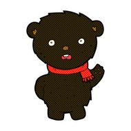 comic cartoon black bear wearing scarf