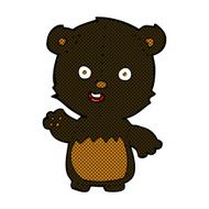 comic cartoon waving black bear cub N2