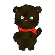 comic cartoon waving black bear cub N3
