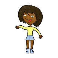 comic cartoon waving woman N20