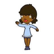 comic cartoon woman waving N39