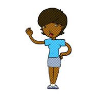 comic cartoon woman waving N40