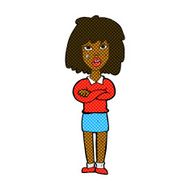 comic cartoon tough woman with folded arms N2