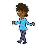 comic cartoon woman shrugging shoulders N64