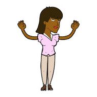 comic cartoon woman throwing hands in air N2