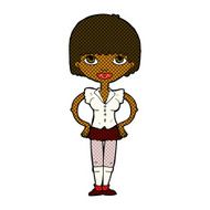 comic cartoon woman with hands on hips N28