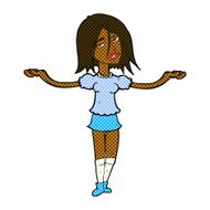 comic cartoon woman shrugging shoulders N66