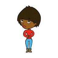 comic cartoon woman considering N2