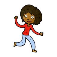 comic cartoon happy waving girl N2