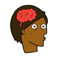 comic cartoon head with brain symbol N5