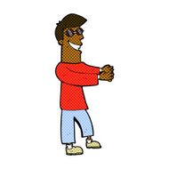 comic cartoon grinning man wearing glasses N2