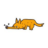 comic cartoon fox sniffing floor