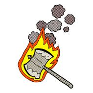 comic cartoon flaming axe N2