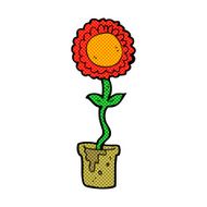 comic cartoon flower with face N4