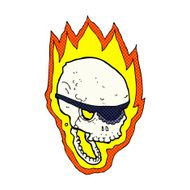 comic cartoon flaming pirate skull N2