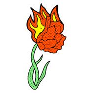 comic cartoon flaming flower