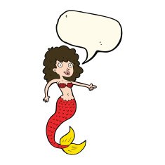 cartoon mermaid with speech bubble N44