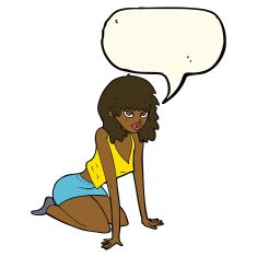 cartoon woman in sexy pose with speech bubble N14