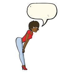 cartoon woman looking at something with speech bubble N8