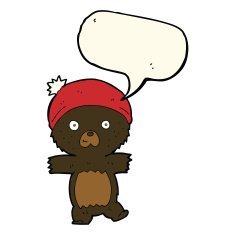 cartoon cute black bear with speech bubble N44