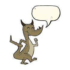 cartoon happy dragon with speech bubble N7