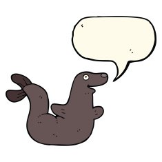 cartoon seal with speech bubble N14