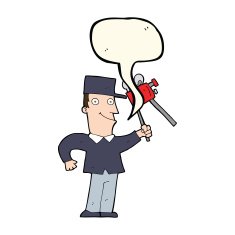 cartoon film maker with speech bubble N6