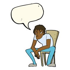 cartoon dejected man with speech bubble N6