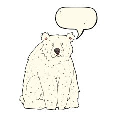 cartoon funny polar bear with speech bubble N4