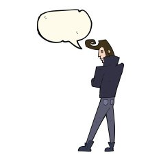 cartoon cool guy with speech bubble N7