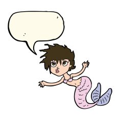 cartoon mermaid with speech bubble N47