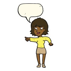 cartoon woman pointing with speech bubble N148