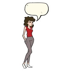 cartoon pretty woman with speech bubble N191