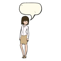 cartoon pretty businesswoman with speech bubble N7