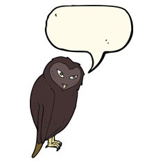 Cartoon owl with speech bubble N48