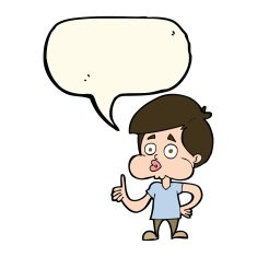 cartoon boy giving thumbs up with speech bubble N7