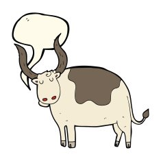cartoon ox with speech bubble N4