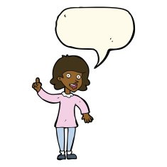 cartoon woman with idea speech bubble N171